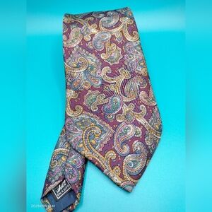 Geoffrey Beene Men's Tie Necktie Silk Made in USA Paisley Multicolored Retro